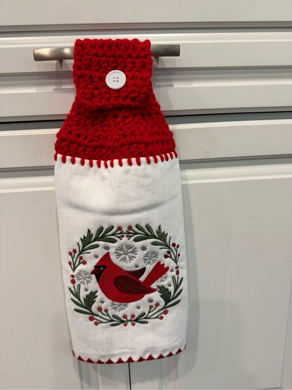 Crochet Top Kitchen Towel- Red bird